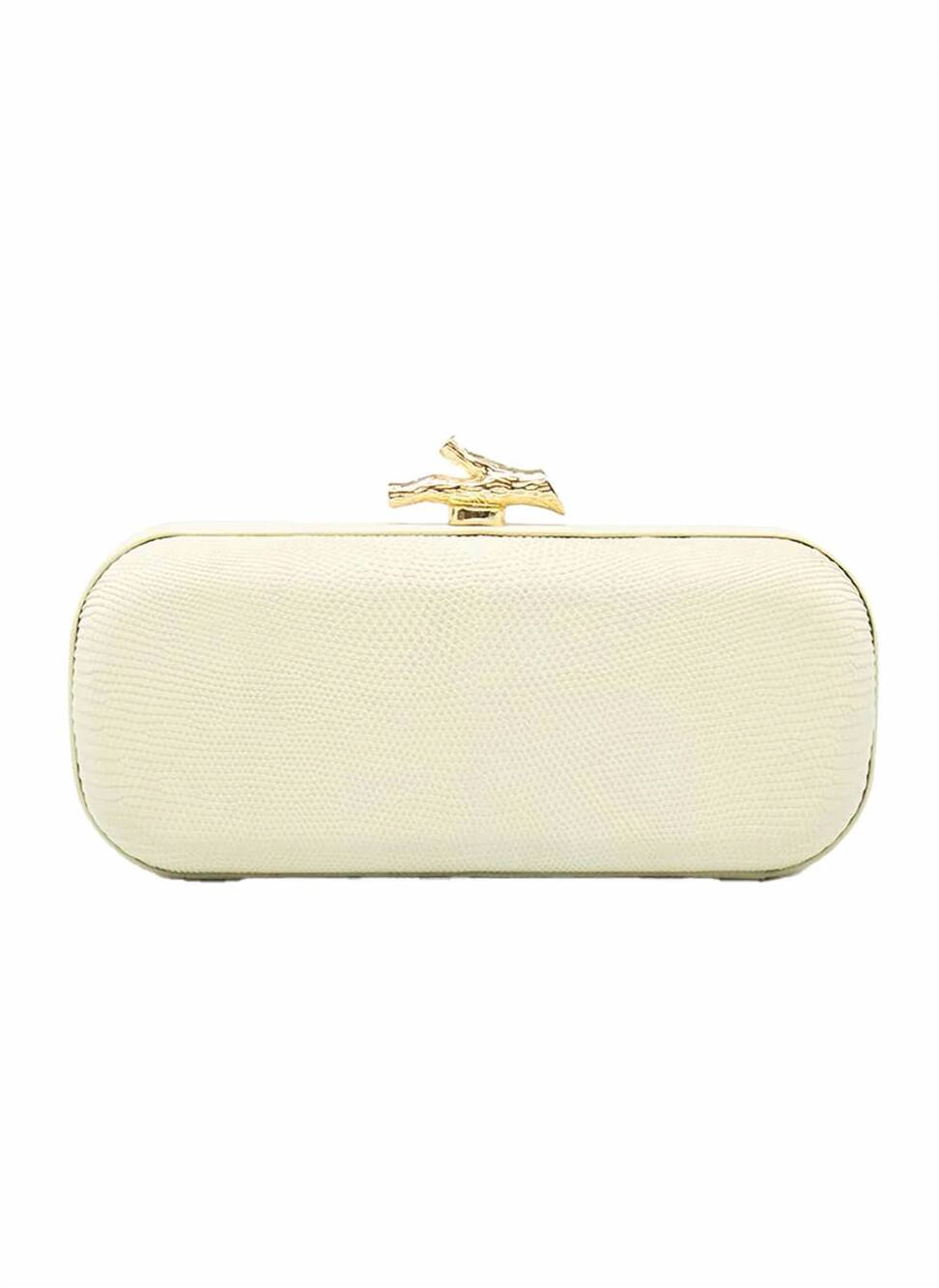 NEW MARIA OLIVER women's emilia lizard clutch bag in raw